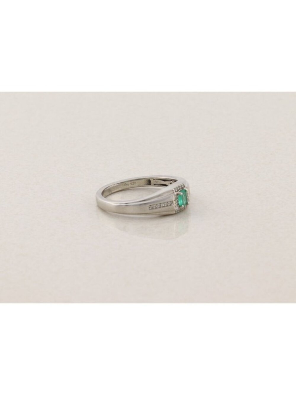 Men's Sterling Silver Emerald & White Zircon Ring Size 12 1/4 - Picture 8 of 8